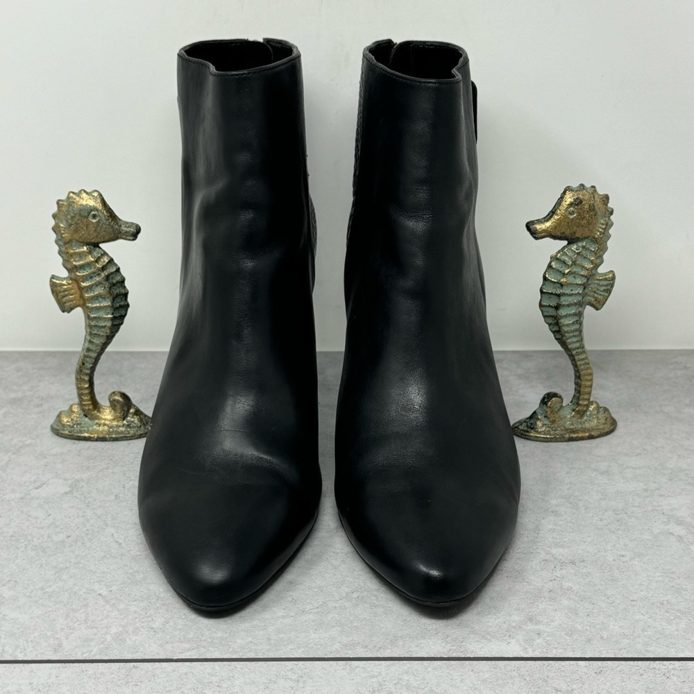 Cole Haan Grand Os Claremont Black Smooth Embossed Leather Bootie Womens Sz 10 B - Picture 2 of 11